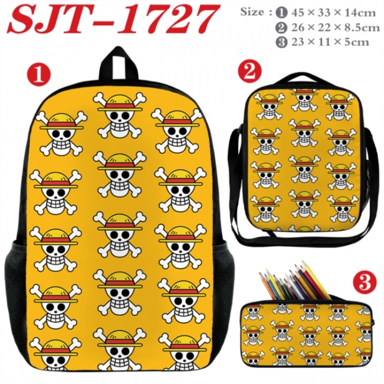 One Piece Anime nylon canvas backpack pencil case crossbody bag three piece set 45x33x14cm