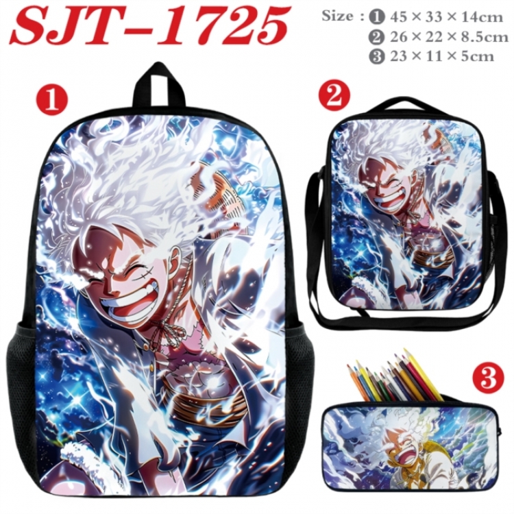 One Piece Anime nylon canvas backpack pencil case crossbody bag three piece set 45x33x14cm