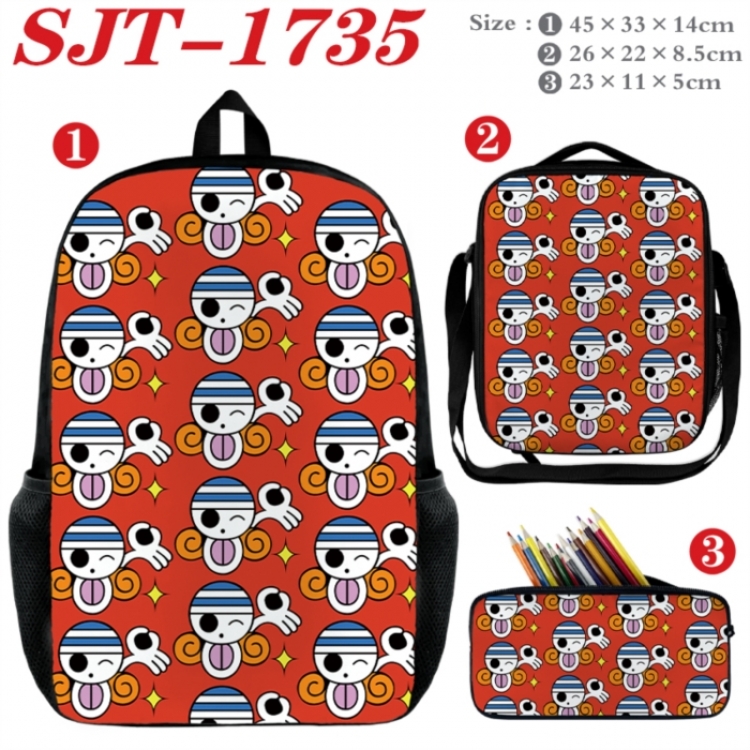 One Piece Anime nylon canvas backpack pencil case crossbody bag three piece set 45x33x14cm