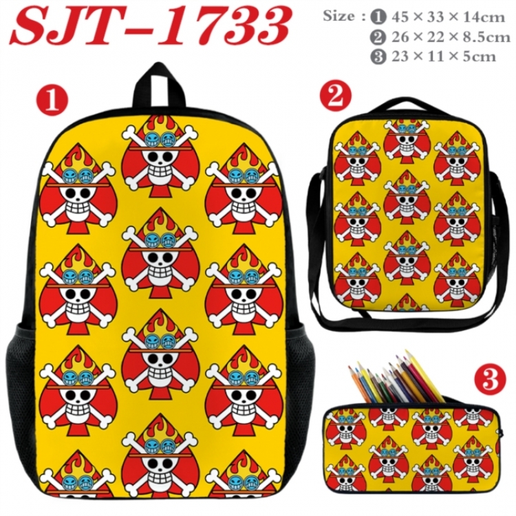 One Piece Anime nylon canvas backpack pencil case crossbody bag three piece set 45x33x14cm