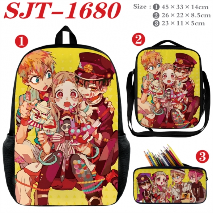 Toilet-bound Hanako-kun Anime nylon canvas backpack pencil case crossbody bag three piece set 45x33x14cm