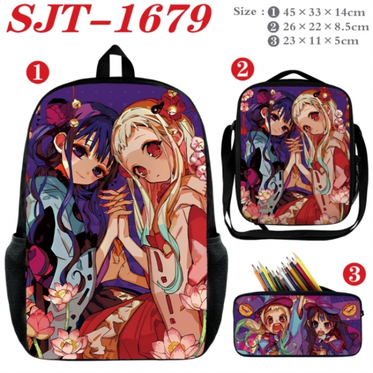 Toilet-bound Hanako-kun Anime nylon canvas backpack pencil case crossbody bag three piece set 45x33x14cm