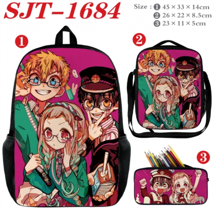 Toilet-bound Hanako-kun Anime nylon canvas backpack pencil case crossbody bag three piece set 45x33x14cm
