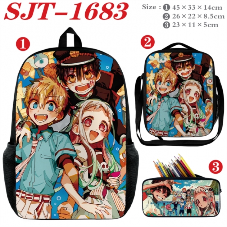 Toilet-bound Hanako-kun Anime nylon canvas backpack pencil case crossbody bag three piece set 45x33x14cm
