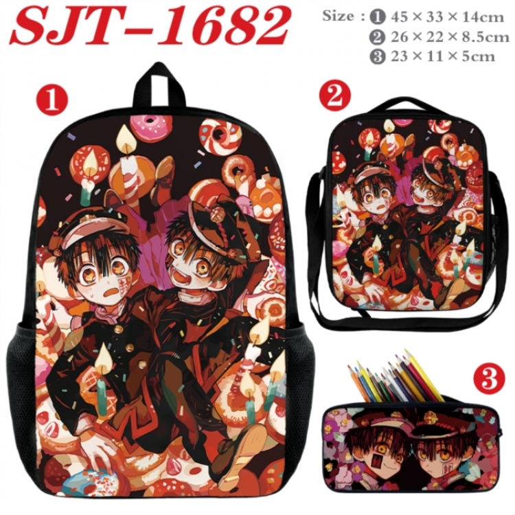 Toilet-bound Hanako-kun Anime nylon canvas backpack pencil case crossbody bag three piece set 45x33x14cm