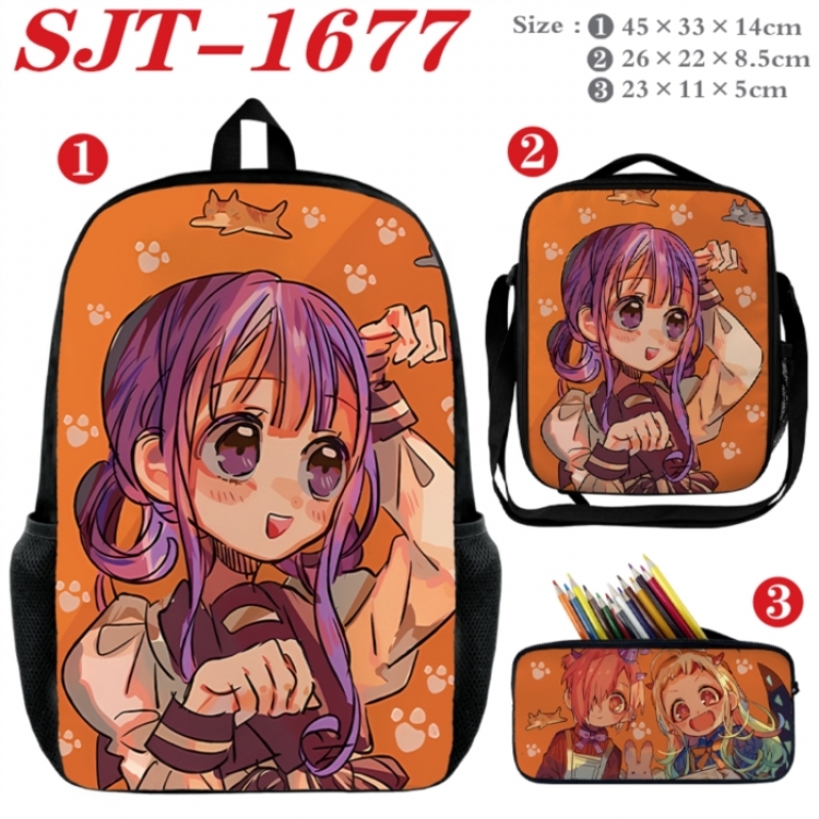 Toilet-bound Hanako-kun Anime nylon canvas backpack pencil case crossbody bag three piece set 45x33x14cm