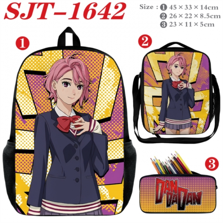 Dandadan Anime nylon canvas backpack pencil case crossbody bag three piece set 45x33x14cm