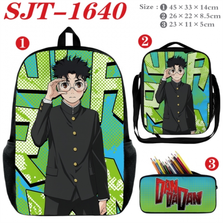 Dandadan Anime nylon canvas backpack pencil case crossbody bag three piece set 45x33x14cm