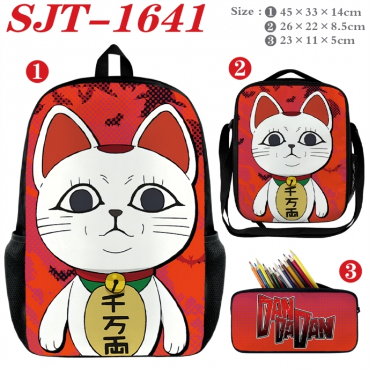 Dandadan Anime nylon canvas backpack pencil case crossbody bag three piece set 45x33x14cm