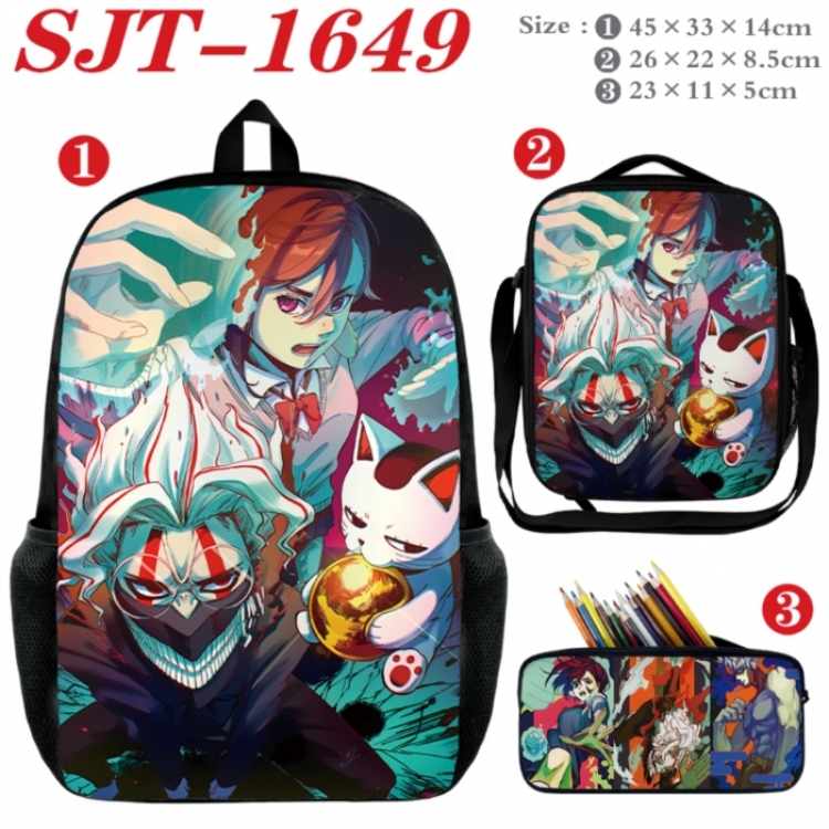 Dandadan Anime nylon canvas backpack pencil case crossbody bag three piece set 45x33x14cm