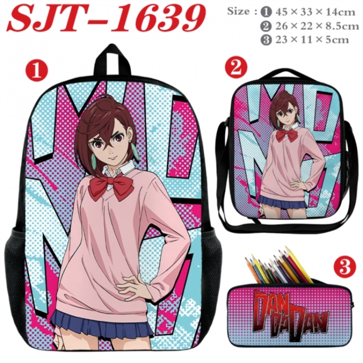 Dandadan Anime nylon canvas backpack pencil case crossbody bag three piece set 45x33x14cm