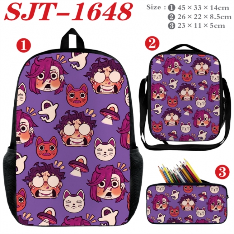 Dandadan Anime nylon canvas backpack pencil case crossbody bag three piece set 45x33x14cm