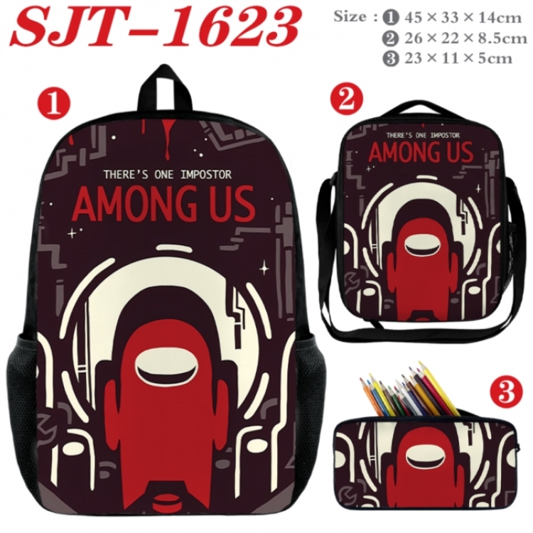 Among us Anime nylon canvas backpack pencil case crossbody bag three piece set 45x33x14cm