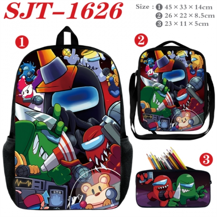 Among us Anime nylon canvas backpack pencil case crossbody bag three piece set 45x33x14cm