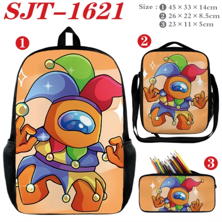 Among us Anime nylon canvas backpack pencil case crossbody bag three piece set 45x33x14cm