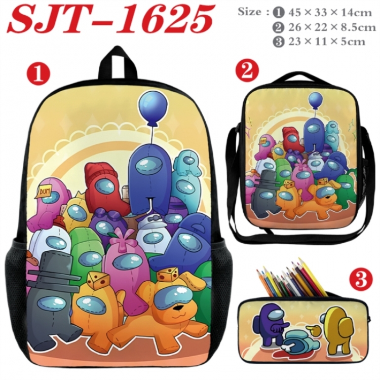 Among us Anime nylon canvas backpack pencil case crossbody bag three piece set 45x33x14cm
