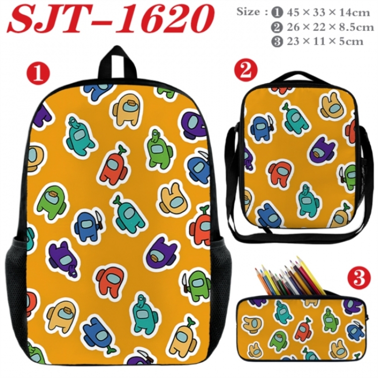Among us Anime nylon canvas backpack pencil case crossbody bag three piece set 45x33x14cm
