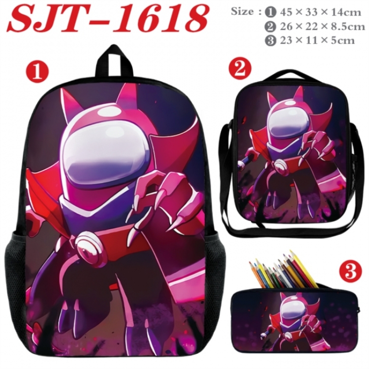Among us Anime nylon canvas backpack pencil case crossbody bag three piece set 45x33x14cm