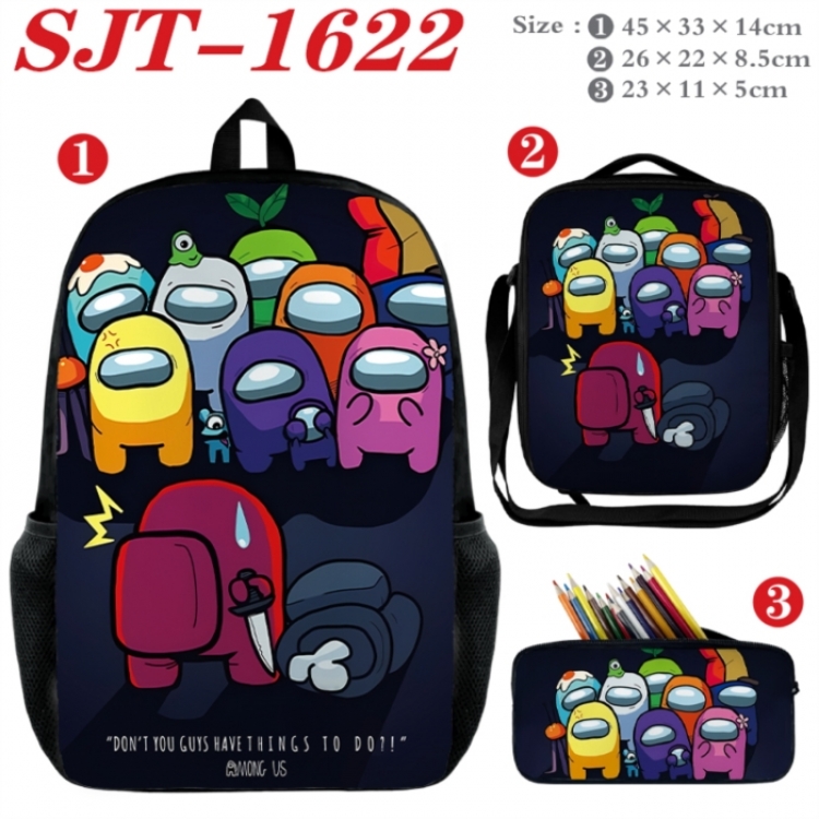 Among us Anime nylon canvas backpack pencil case crossbody bag three piece set 45x33x14cm