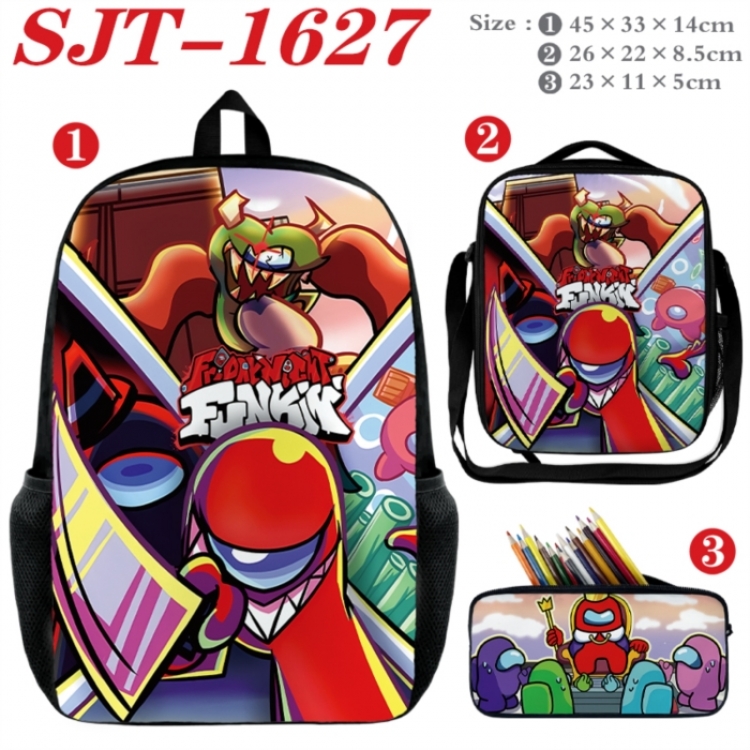 Among us Anime nylon canvas backpack pencil case crossbody bag three piece set 45x33x14cm