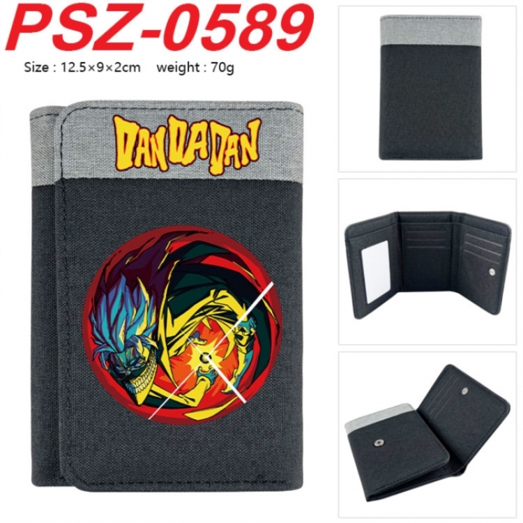 Dandadan Anime color blocked three fold concealed wallet 12.5X9X2CM 70G
