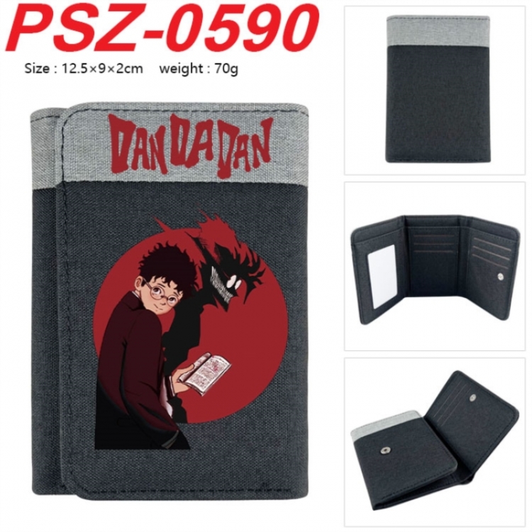 Dandadan Anime color blocked three fold concealed wallet 12.5X9X2CM 70G