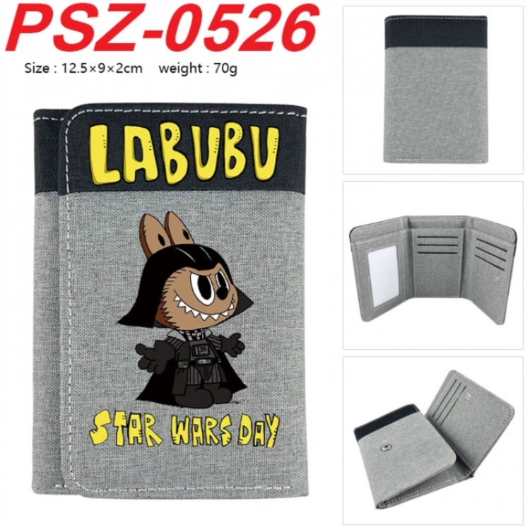 LABUBU Anime color blocked three fold concealed wallet 12.5X9X2CM 70G