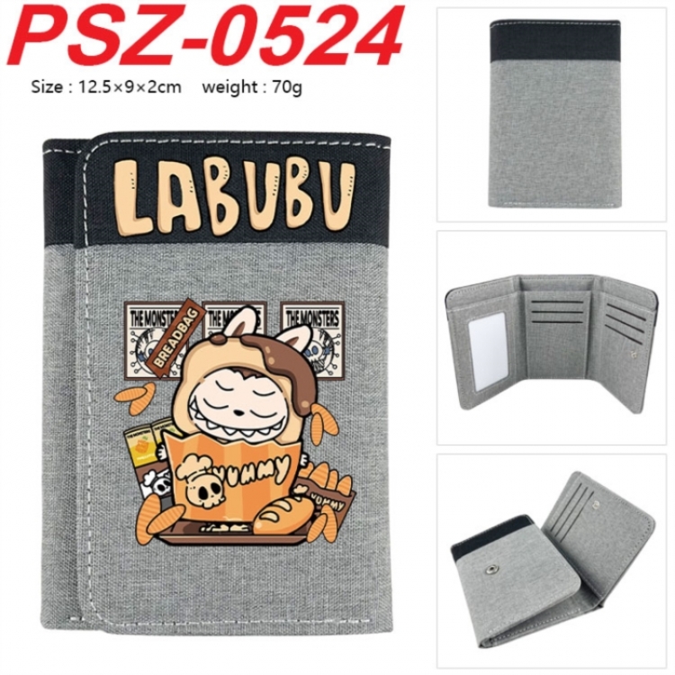 LABUBU Anime color blocked three fold concealed wallet 12.5X9X2CM 70G