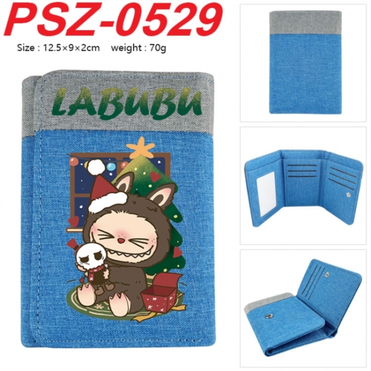 LABUBU Anime color blocked three fold concealed wallet 12.5X9X2CM 70G
