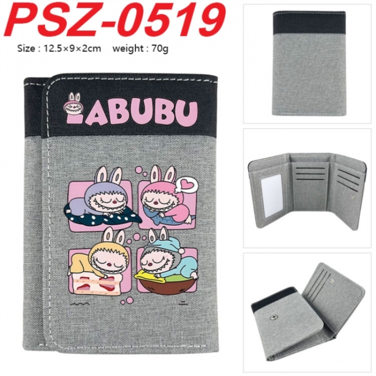 LABUBU Anime color blocked three fold concealed wallet 12.5X9X2CM 70G