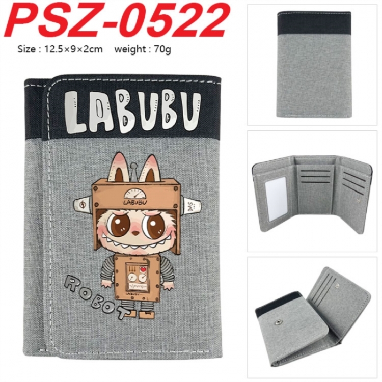 LABUBU Anime color blocked three fold concealed wallet 12.5X9X2CM 70G