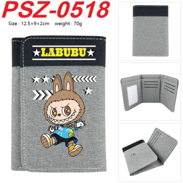 LABUBU Anime color blocked three fold concealed wallet 12.5X9X2CM 70G
