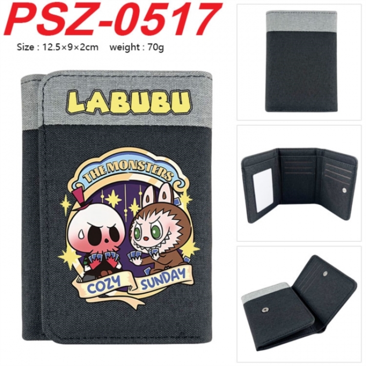 LABUBU Anime color blocked three fold concealed wallet 12.5X9X2CM 70G