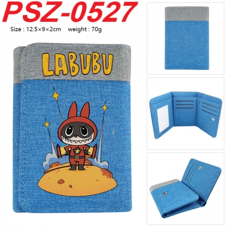 LABUBU Anime color blocked three fold concealed wallet 12.5X9X2CM 70G