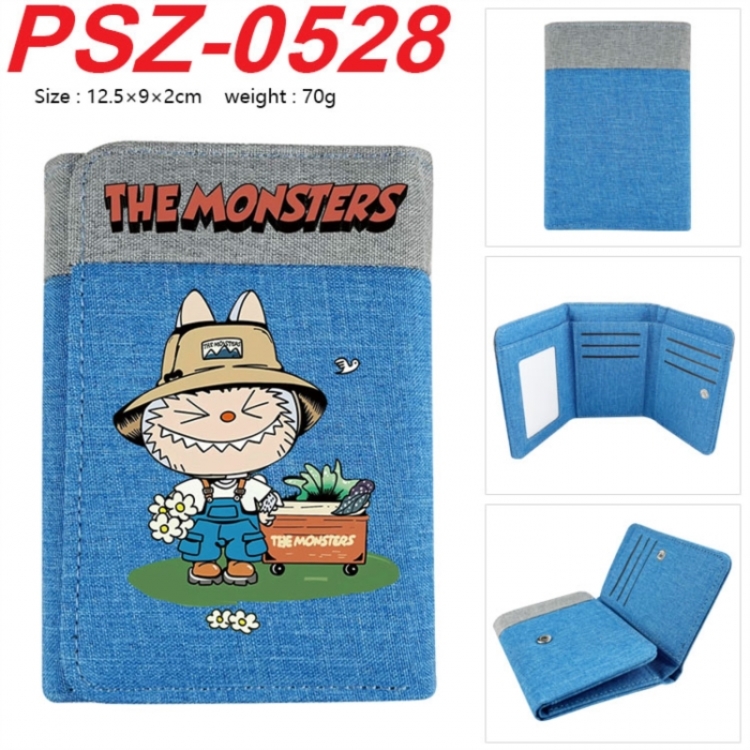 LABUBU Anime color blocked three fold concealed wallet 12.5X9X2CM 70G