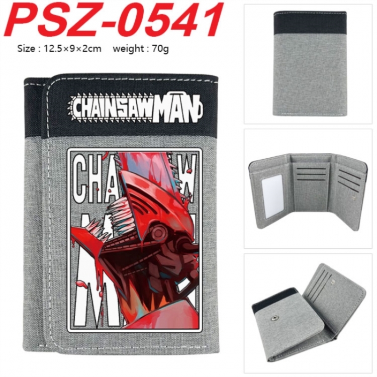 Chainsaw man Anime color blocked three fold concealed wallet 12.5X9X2CM 70G