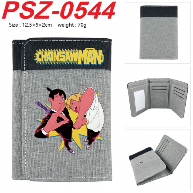 Chainsaw man Anime color blocked three fold concealed wallet 12.5X9X2CM 70G