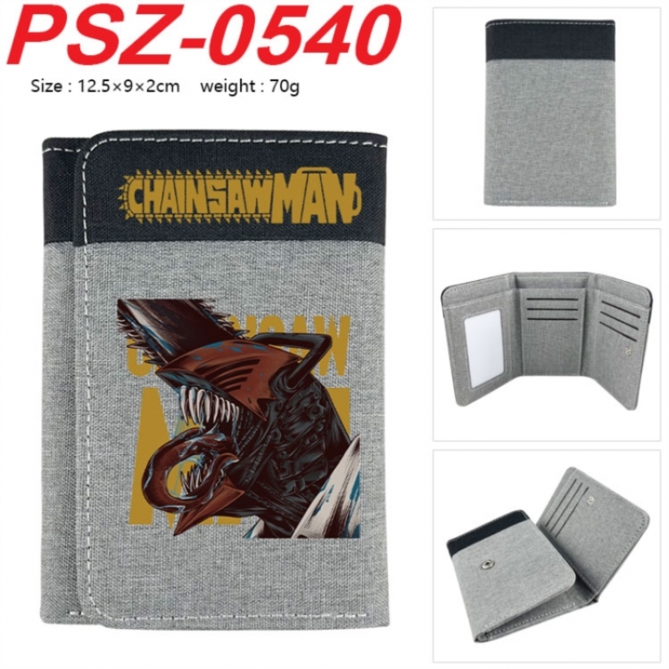 Chainsaw man Anime color blocked three fold concealed wallet 12.5X9X2CM 70G