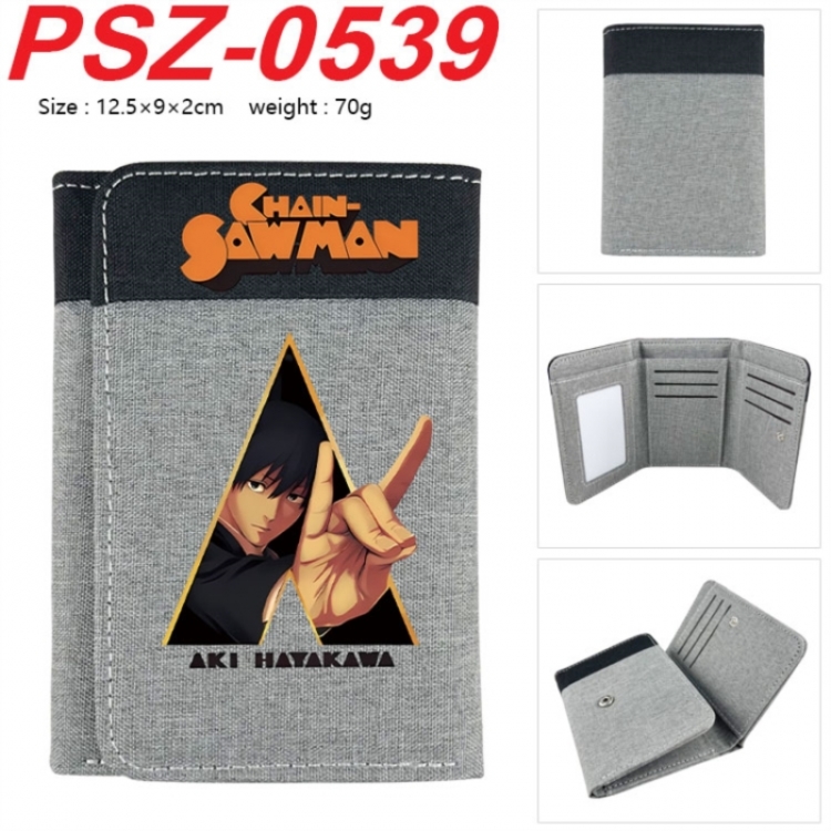 Chainsaw man Anime color blocked three fold concealed wallet 12.5X9X2CM 70G