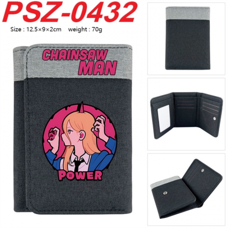 Chainsaw man Anime color blocked three fold concealed wallet 12.5X9X2CM 70G