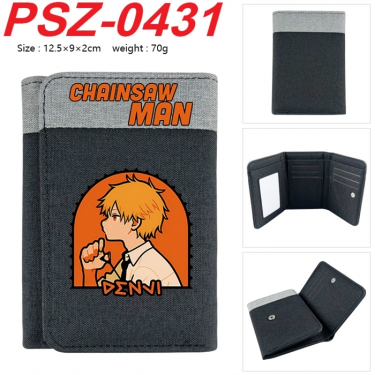 Chainsaw man Anime color blocked three fold concealed wallet 12.5X9X2CM 70G