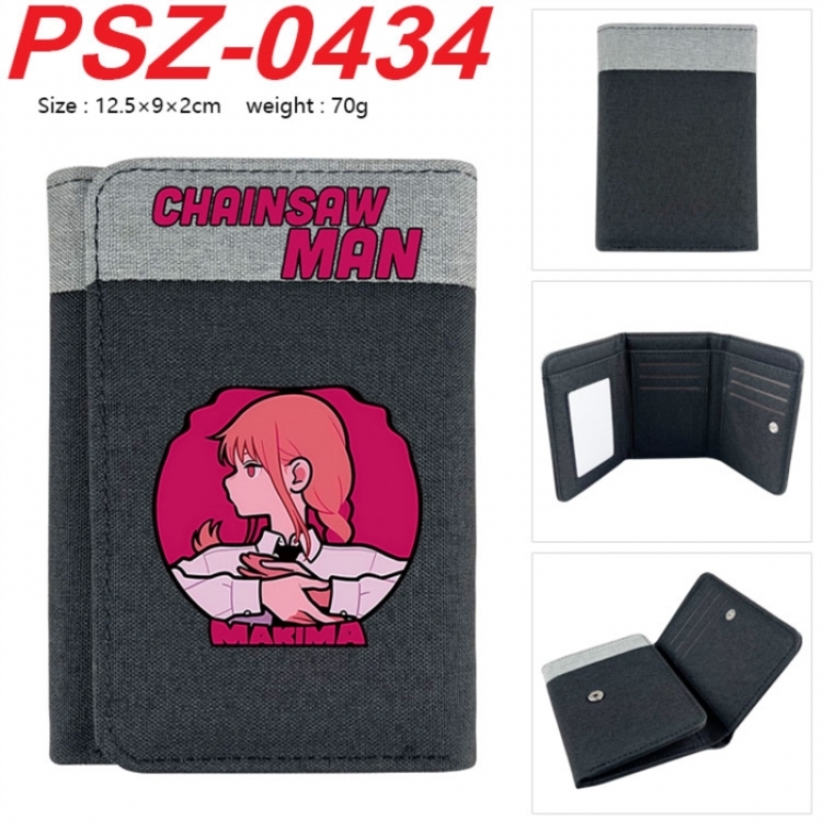 Chainsaw man Anime color blocked three fold concealed wallet 12.5X9X2CM 70G