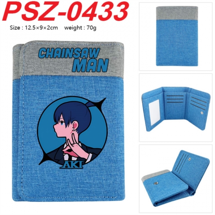 Chainsaw man Anime color blocked three fold concealed wallet 12.5X9X2CM 70G