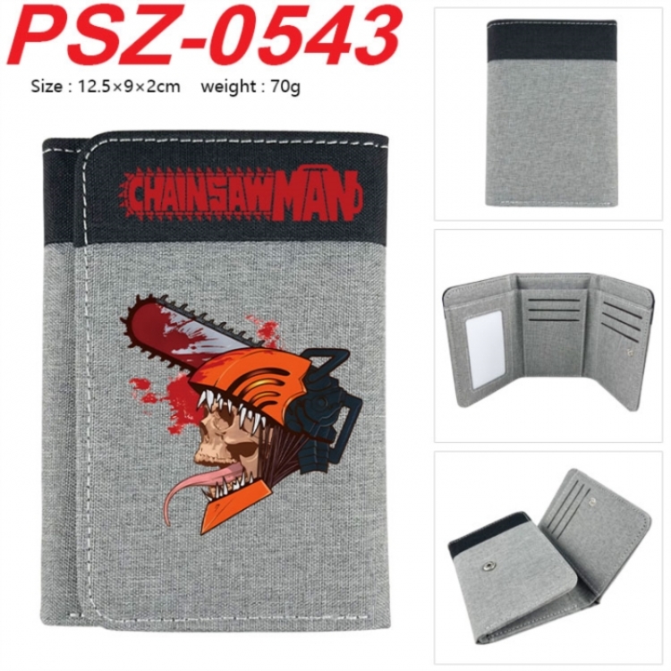 Chainsaw man Anime color blocked three fold concealed wallet 12.5X9X2CM 70G