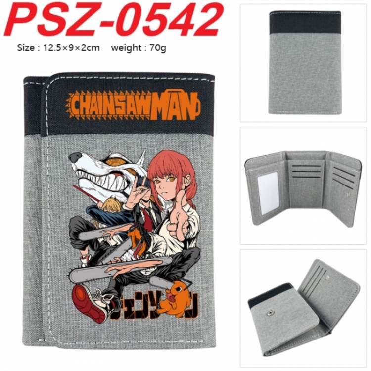 Chainsaw man Anime color blocked three fold concealed wallet 12.5X9X2CM 70G