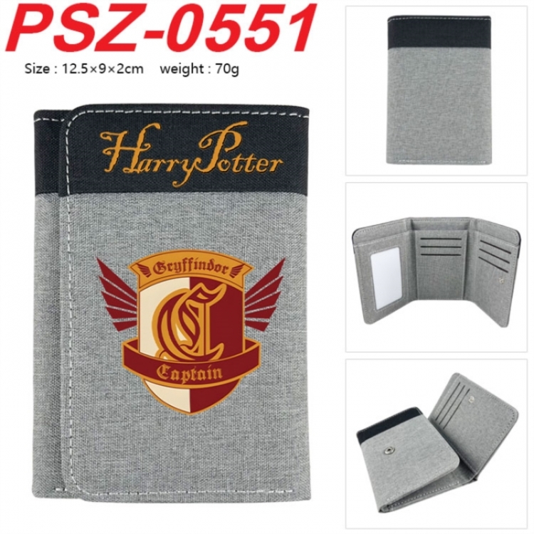 Harry Potter Anime color blocked three fold concealed wallet 12.5X9X2CM 70G