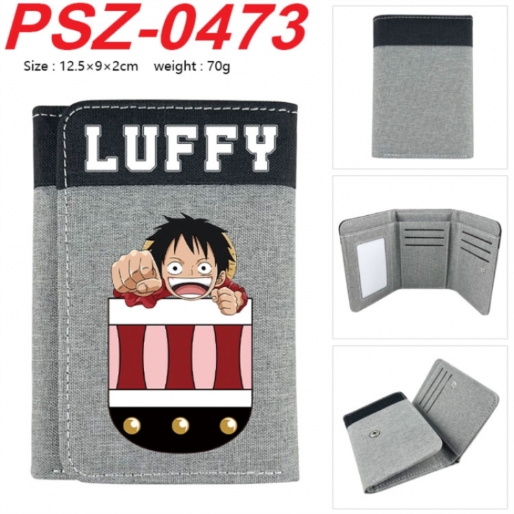 One Piece Anime color blocked three fold concealed wallet 12.5X9X2CM 70G
