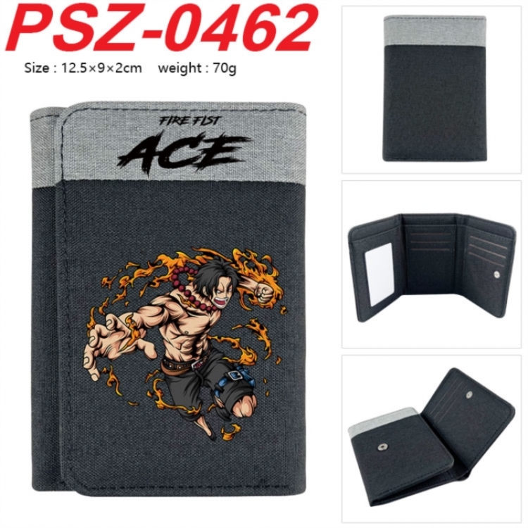 One Piece Anime color blocked three fold concealed wallet 12.5X9X2CM 70G