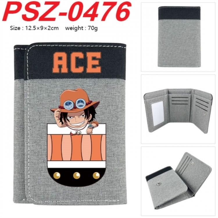 One Piece Anime color blocked three fold concealed wallet 12.5X9X2CM 70G