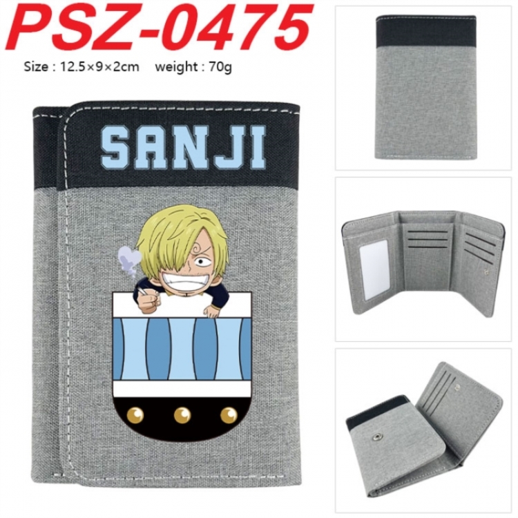 One Piece Anime color blocked three fold concealed wallet 12.5X9X2CM 70G